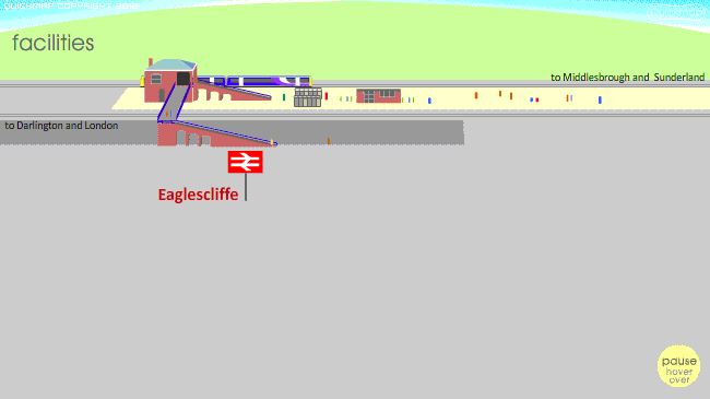 animation of departure and arrival at Eaglescliffe Station
